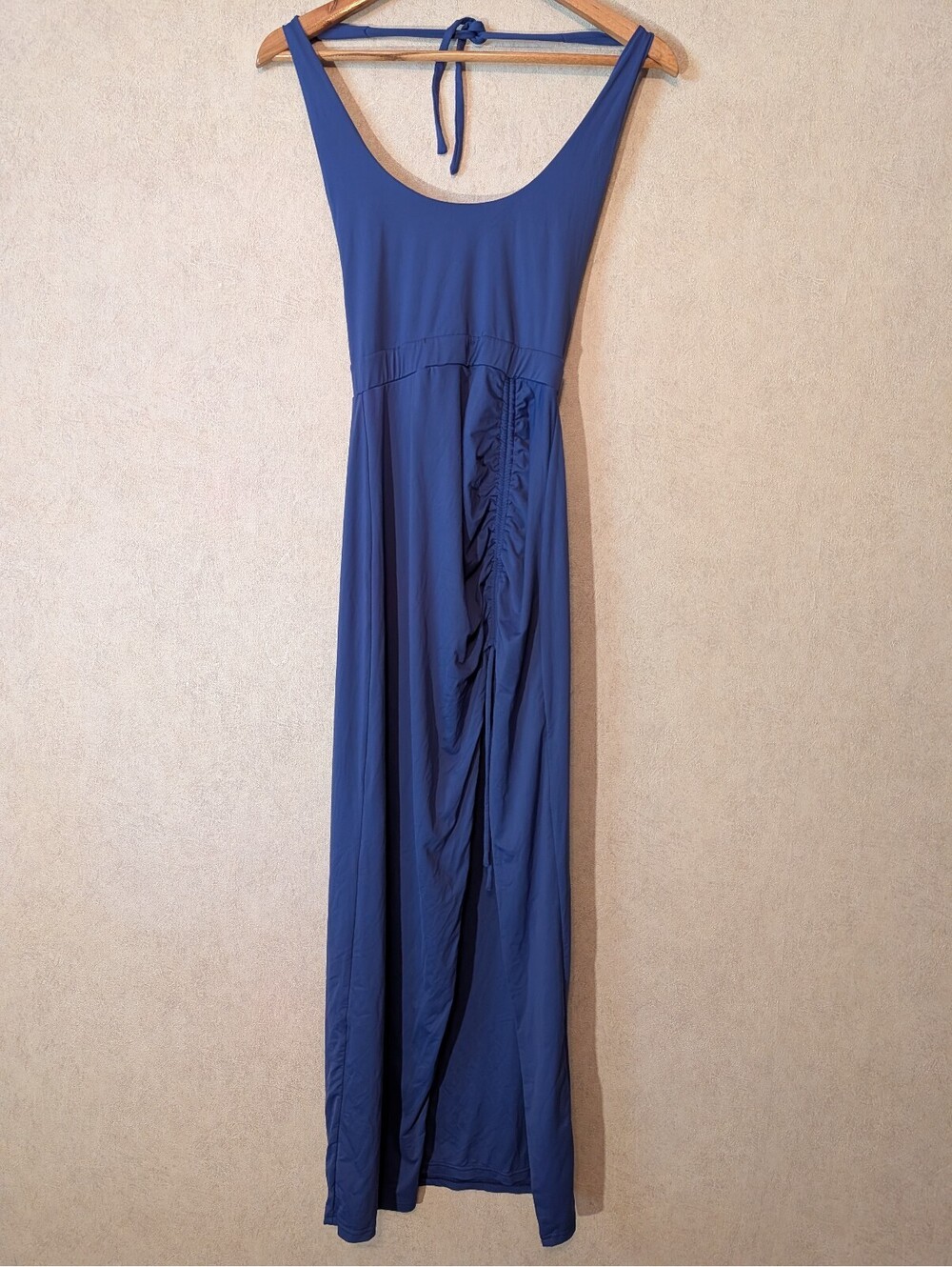 BABYBOO blue high slit scoop neck maxi formal dress sz S